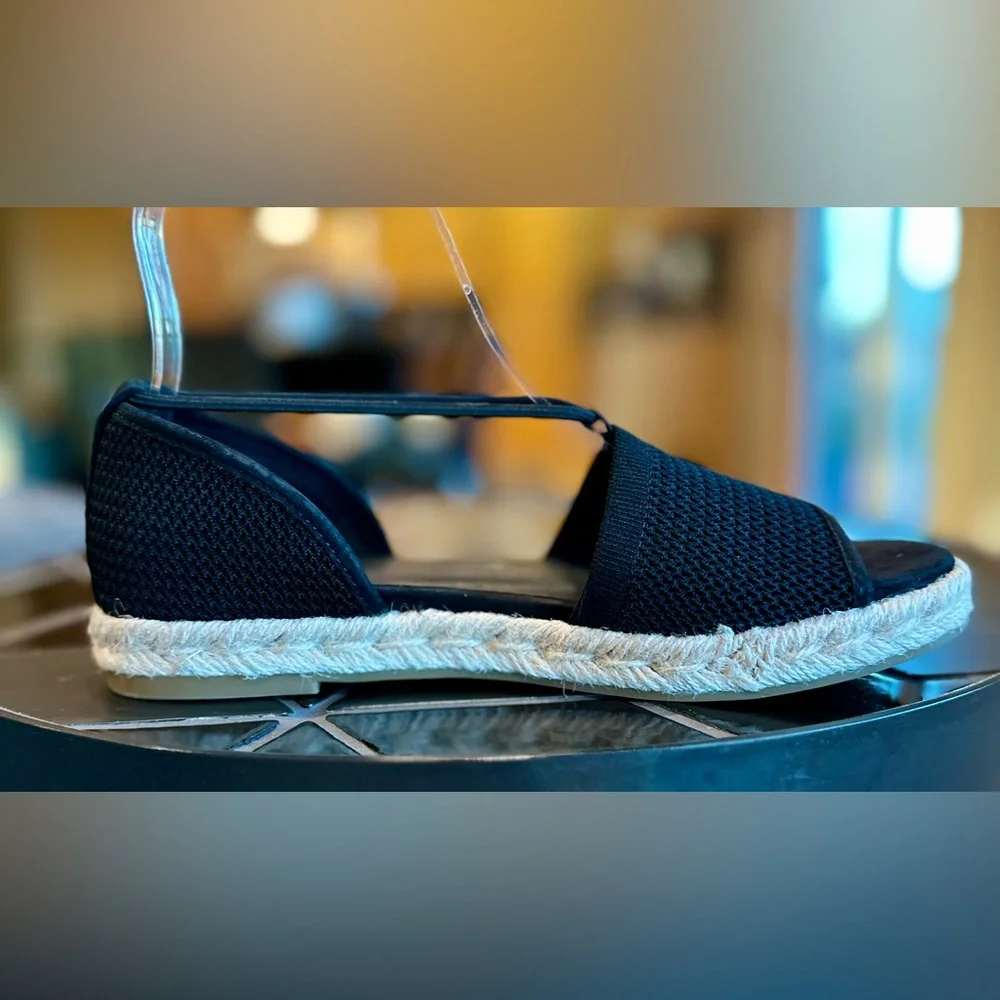 Eileen Fisher Black Mews Espadrille Sandals, New Without Box, Size 6 1/2
